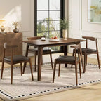 Christopher Knight Home Ahmad Ensemble de salle à manger moderne 5 pièces en bois d'hévéa avec chaises rembourrées en similicuir et table rectangulaire
