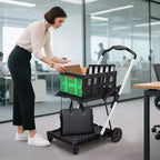 Chariot de courses pliable avec 1 caisse de rangement, chariot d'épicerie pliable à roulettes