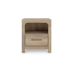 Signature Design by Ashley Prandefort Table de chevet à un tiroir avec étagère ouverte et chargement USB, grain de chêne répliqué, finition marron clair