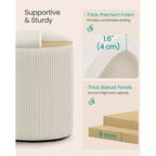 SONGMICS Tabouret de Coiffeuse, Lot de 2, Pouf Rond de Rangement, Petite Table Basse Pouf, Repose-Pieds, Couvercle Amovible, Assemblage Facile, Velours, Blanc Crème