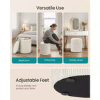 SONGMICS Tabouret de Coiffeuse, Lot de 2, Pouf Rond de Rangement, Petite Table Basse Pouf, Repose-Pieds, Couvercle Amovible, Assemblage Facile, Velours, Blanc Crème