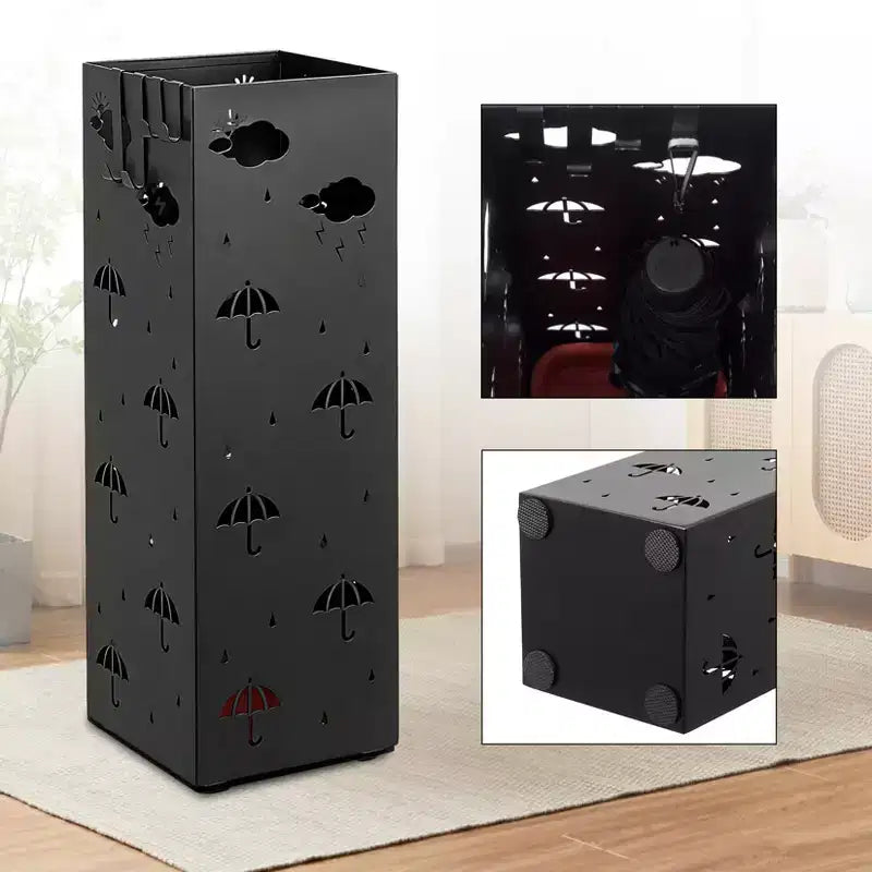 Range-parapluies, Support de parapluies pour entrée, Porte-parapluies en acier autoportant, pour cannes et bâtons de marche, avec plateau égouttoir amovible