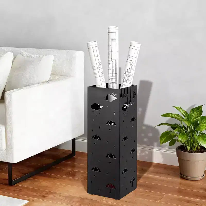 Range-parapluies, Support de parapluies pour entrée, Porte-parapluies en acier autoportant, pour cannes et bâtons de marche, avec plateau égouttoir amovible