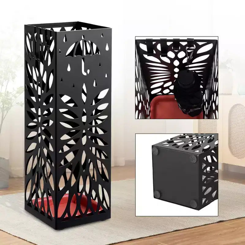 Range-parapluies, Support de parapluies pour entrée, Porte-parapluies en acier autoportant, pour cannes et bâtons de marche, avec plateau égouttoir amovible