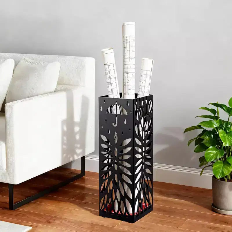 Range-parapluies, Support de parapluies pour entrée, Porte-parapluies en acier autoportant, pour cannes et bâtons de marche, avec plateau égouttoir amovible