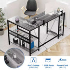Bureau d'angle en L, Bureau de jeu réversible avec support d'écran et étagères de rangement, pour la maison, Bureau d'ordinateur