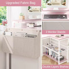 Bureau d'angle en L, Bureau de jeu réversible avec support d'écran et étagères de rangement, pour la maison, Bureau d'ordinateur