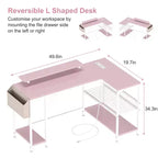 Bureau d'angle en L, Bureau de jeu réversible avec support d'écran et étagères de rangement, pour la maison, Bureau d'ordinateur