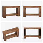Console de ferme, longue table de canapé à 2 niveaux avec rangement ouvert, table d'appoint en bois pour entrée, salon, couloir ou hall