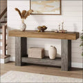 Farmhouse Console Table, 2-Tier Long Sofa Table with Open Storage, Wooden Entryway Accent Table for Entrance, Living Room, Hallway, or Foyer