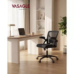 VASAGLE Chaise de Bureau Ergonomique en Maille avec Support Lombaire Réglable, Fonction d'Inclinaison 90-105°, Siège Large, Accoudoirs Relevables