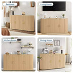COZONY 63 Fluted Sideboard Buffet Cabinet with Storage, Modern Credenza with Adjustable Shelves & Curved Edge for Dining Room