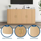 COZONY 63 Fluted Sideboard Buffet Cabinet with Storage, Modern Credenza with Adjustable Shelves & Curved Edge for Dining Room