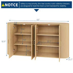 COZONY 63 Fluted Sideboard Buffet Cabinet with Storage, Modern Credenza with Adjustable Shelves & Curved Edge for Dining Room