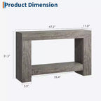 Long Farmhouse Console Table, 2-Tier Large Sofa Table with Storage for Living Room, Entryway & Hallway, Rustic Wood Entry Table for Entrance