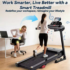 Portable Treadmill with Incline, 3.25HP Walking Pad with Handle Bar, 3-in-1 Foldable Treadmill for Home Office Small Space with Quiet Brushless