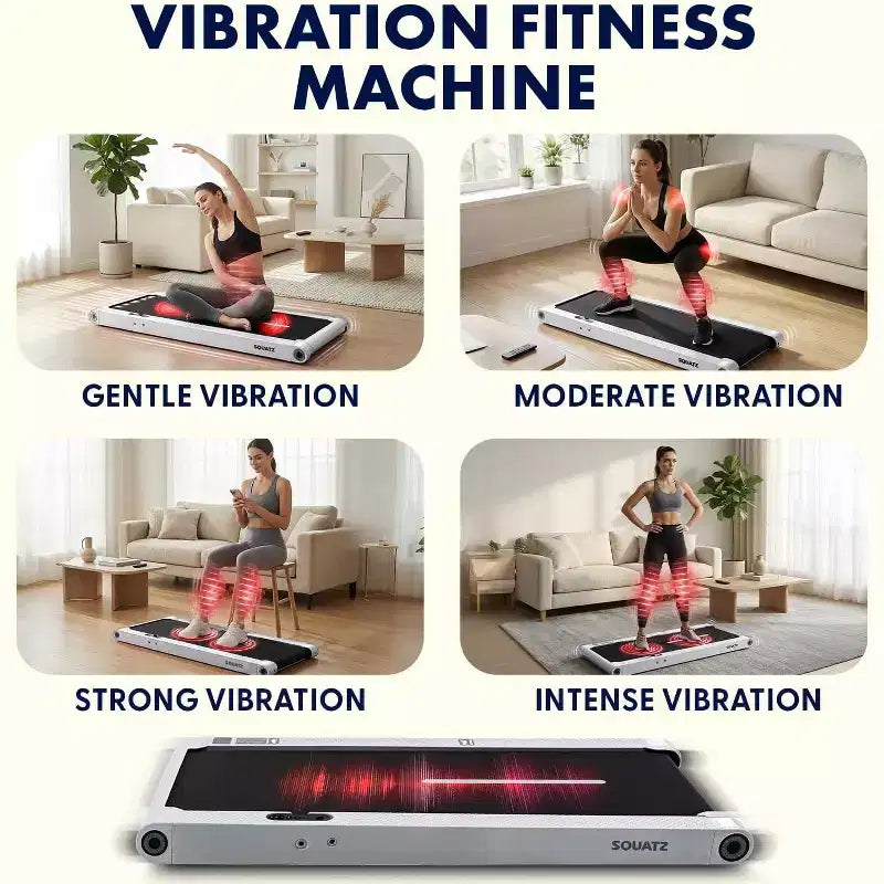 Tapis de marche 2-en-1 Squatz avec plaques vibrantes et guidon blanc