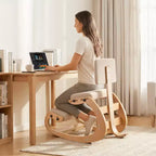 VEVOR Ergonomic Kneeling Chair, Wooden Posture Knee Chair with Adjustable Thick Foam Cushions, Backrest and Wood Frame, Adjustable Height, Off-white