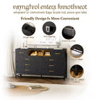 Commode 8 tiroirs Meuble TV avec station de charge et lumières LED, buffet d'appoint moderne noir pour chambres/salons/appartements