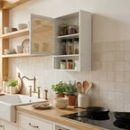 Wall Mount Bamboo Bathroom Cabinet Over Toilet Medicine Cabinet with Rattan Doors Adjustable Shelf Hanging Storage for Kitchen Laundry Living Room