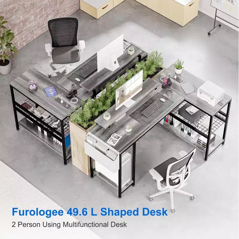 L Shaped Corner Gaming Desk with Lights, Power Outlet & Storage, Small Computer Desk with Monitor Stand & Storage Shelves