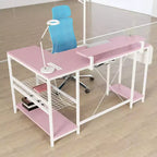 L Shaped Corner Gaming Desk with Lights, Power Outlet & Storage, Small Computer Desk with Monitor Stand & Storage Shelves