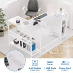 L Shaped Corner Gaming Desk with Lights, Power Outlet & Storage, Small Computer Desk with Monitor Stand & Storage Shelves