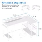L Shaped Corner Gaming Desk with Lights, Power Outlet & Storage, Small Computer Desk with Monitor Stand & Storage Shelves