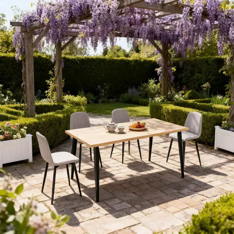 FurnitureR Modern Rectangular Dining Table with MDF Wood Top and Metal Legs, Kitchen Dining Room Table for Home Apartment Dining Space