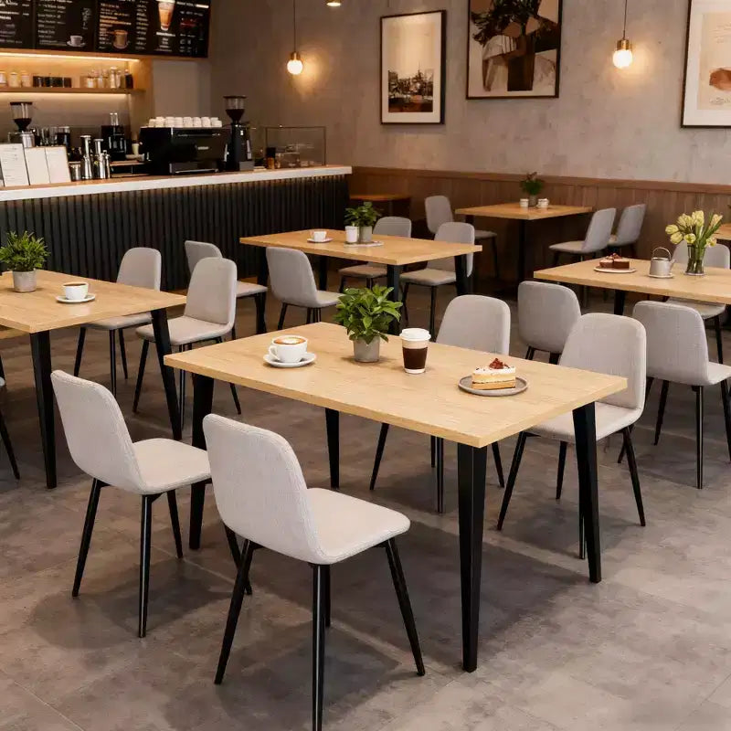 FurnitureR Modern Rectangular Dining Table with MDF Wood Top and Metal Legs, Kitchen Dining Room Table for Home Apartment Dining Space