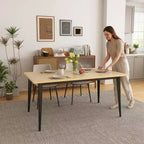 FurnitureR Modern Rectangular Dining Table with MDF Wood Top and Metal Legs, Kitchen Dining Room Table for Home Apartment Dining Space