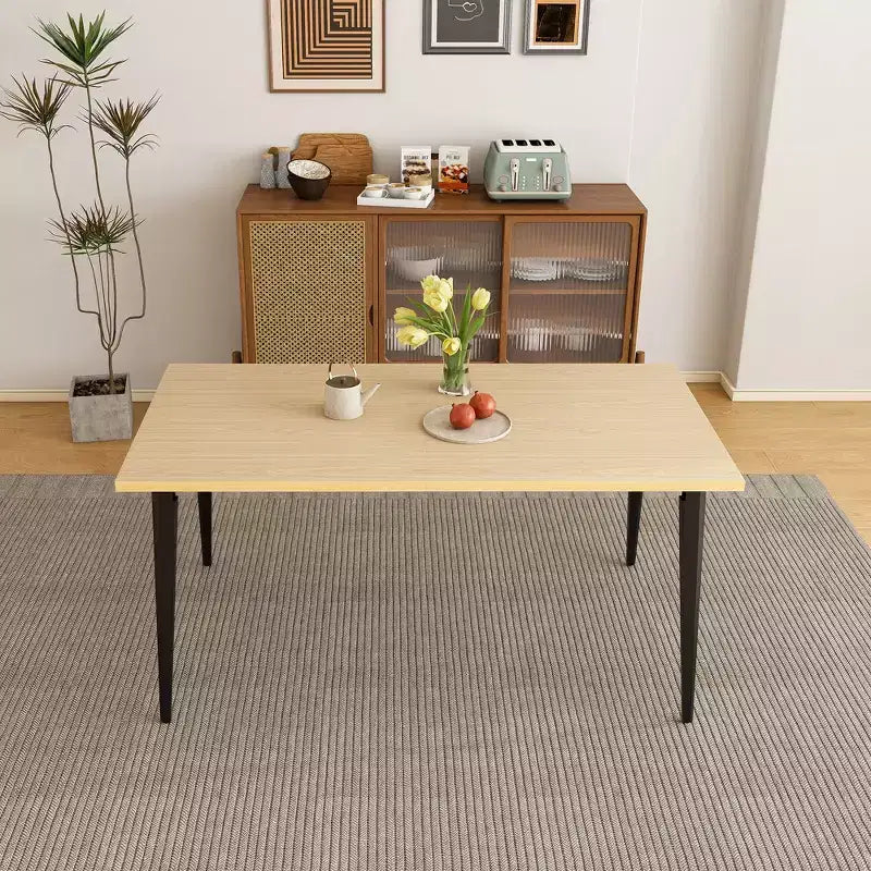FurnitureR Modern Rectangular Dining Table with MDF Wood Top and Metal Legs, Kitchen Dining Room Table for Home Apartment Dining Space