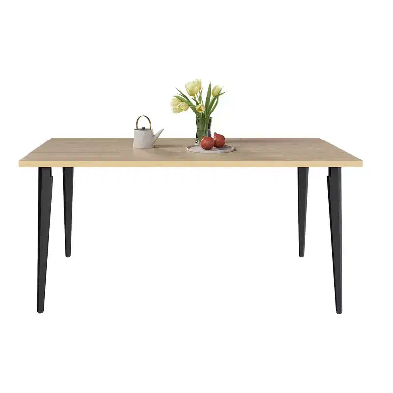 FurnitureR Modern Rectangular Dining Table with MDF Wood Top and Metal Legs, Kitchen Dining Room Table for Home Apartment Dining Space