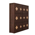Wooden Shoe Cabinet with 6 Flip Drawers Adjustable Shelves Flower Pattern Diamond Handle Freestanding Slim Storage Organizer for Entryway