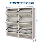 Wooden Shoe Cabinet with 6 Flip Drawers Adjustable Shelves Flower Pattern Diamond Handle Freestanding Slim Storage Organizer for Entryway