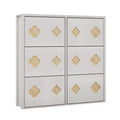 Wooden Shoe Cabinet with 6 Flip Drawers Adjustable Shelves Flower Pattern Diamond Handle Freestanding Slim Storage Organizer for Entryway