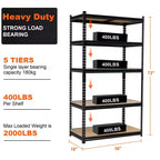 Acekool Garage Home Storage, 5 Tier 36 in Metal Shelving Unit, Heavy Duty Adjustable Utility Storage Shelves for Pantry Basement, Black