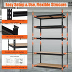 Acekool Garage Home Storage, 5 Tier 36 in Metal Shelving Unit, Heavy Duty Adjustable Utility Storage Shelves for Pantry Basement, Black