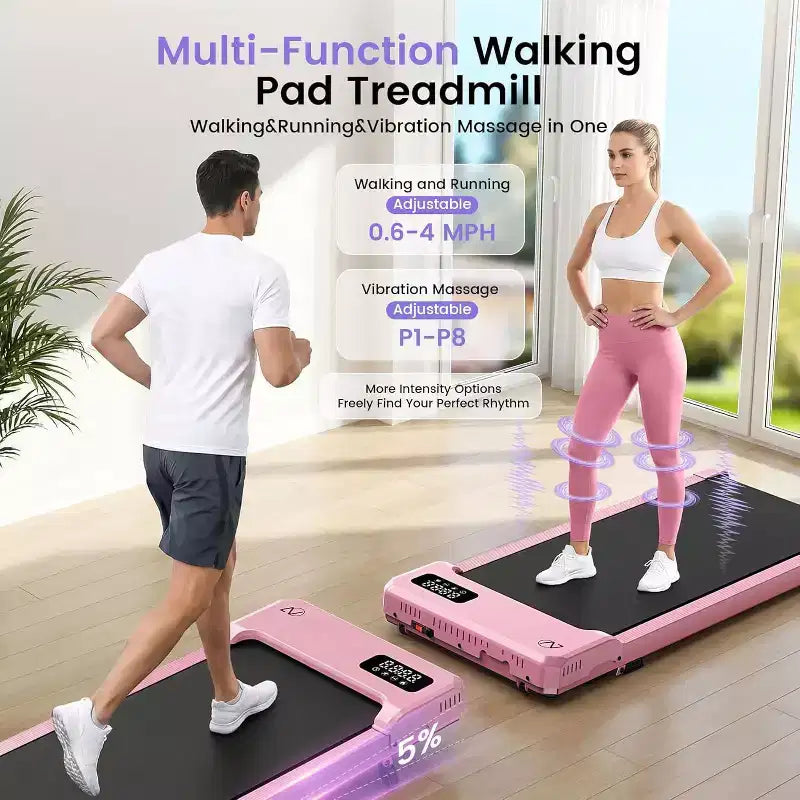 Tapis de course KRISRATE 6 en 1 de 3,5 CV avec plateforme vibrante et inclinaison de 12 %/15 %, tapis de course pliable sous le bureau pour la maison, le bureau