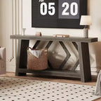 Table console pour entrée, table de canapé étroite de 70,9 pouces de style rustique derrière le canapé avec rangement à 2 niveaux, table de canapé ultra-stable avec pieds trapézoïdaux derrière le canapé