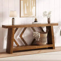 Console Table for Entryway, 70.9 Inch Narrow Farmhouse Couch Table Behind Sofa with 2-Tier Storage Ultra-Stable Trapezoid Leg Sofa Table Behind Couch