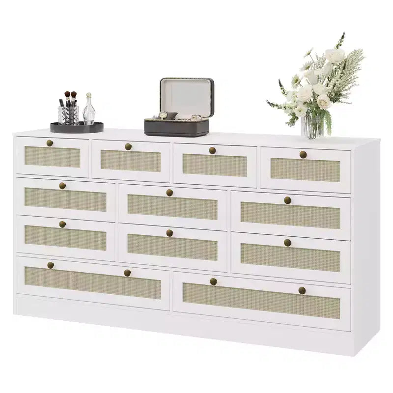 Commode moderne à 12 tiroirs en bois robuste, meuble TV pour téléviseur de 65 pouces, grand meuble de rangement, pour salon, couloir