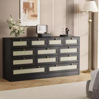 Commode moderne à 12 tiroirs en bois robuste, meuble TV pour téléviseur de 65 pouces, grand meuble de rangement, pour salon, couloir