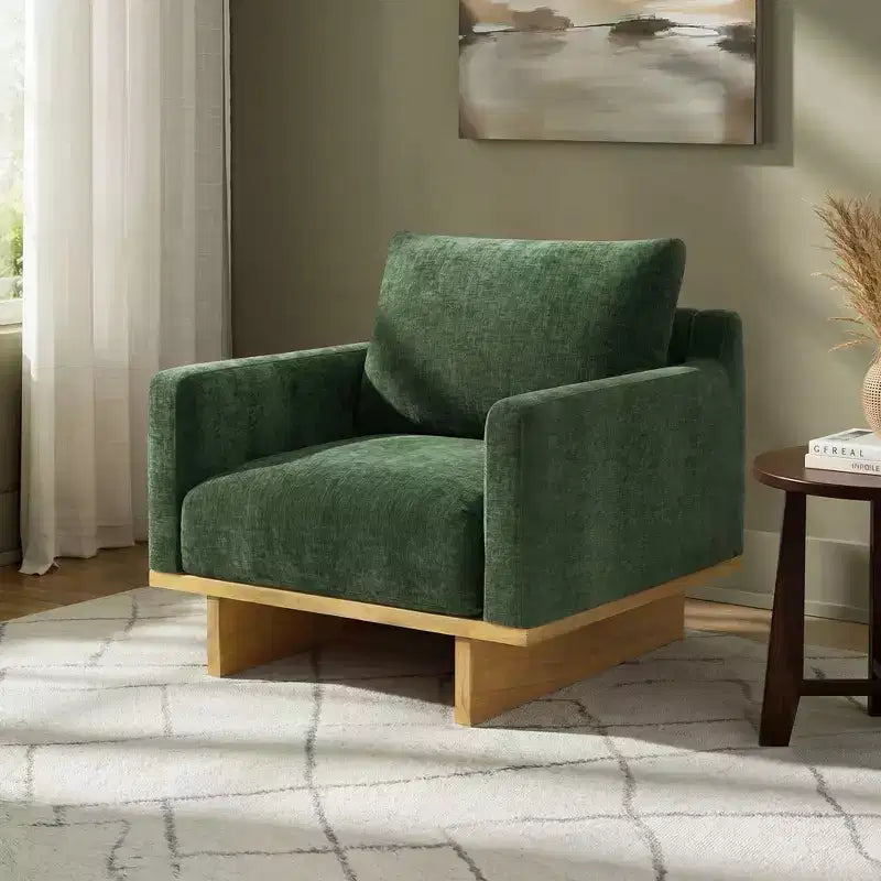 Whisen Modern Minimalist Accent Chair with Solid Wood Frame Ergonomic for Living Room, Soft Cushions and Spacious Design