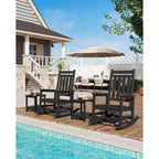 Folding Adirondack Chair with 2-Tier Storage Patio Side Table, Wooden Textured Resistant for Outdoor Patio Seating for Deck, Garden, Lawn, Fire Pit