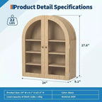 Arched Wall Mounted Bathroom Cabinet with Glass Doors, Rustic Wood Medicine Cabinet with Adjustable Shelves, Over Toilet Storage Cabinet for Bathroom