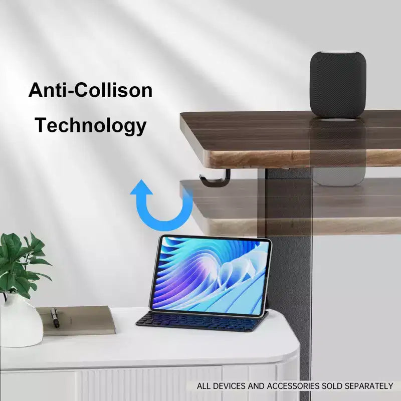 Bureau électrique réglable en hauteur de 100 x 60 cm, pour travailler assis-debout, pour le bureau à domicile, l'ordinateur, les études, le tapis de marche, l'écriture et les jeux, avec plateau en bois