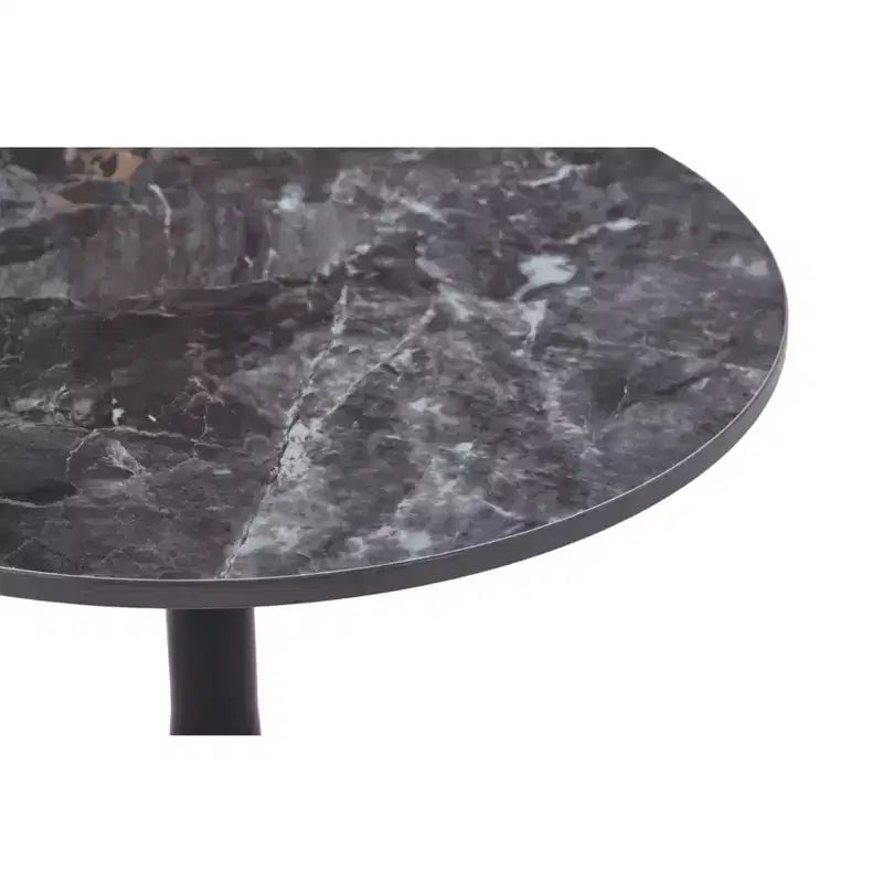 Table d'appoint ronde LeisureMod Hada 15 en pierre frittée, table d'appoint piédestal en métal martelé, style marbre de luxe pour salon