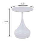 Table d'appoint ronde LeisureMod Hada 15 en pierre frittée, table d'appoint piédestal en métal martelé, style marbre de luxe pour salon