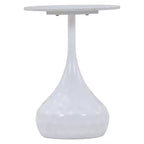 Table d'appoint ronde LeisureMod Hada 15 en pierre frittée, table d'appoint piédestal en métal martelé, style marbre de luxe pour salon